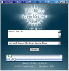 Timehouse SpeechServer ActiveX Product